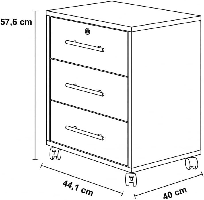 Rollcontainer TABOR Bürocontainer mobiler Aktenschrank Container mit Schubladen (weiss/Artisan Eiche