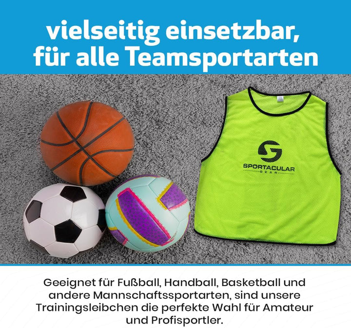 Sportacular Gear 10er Set Trainingsleibchen in versch. Farben und Grössen I Markierungshemden, Hemdc