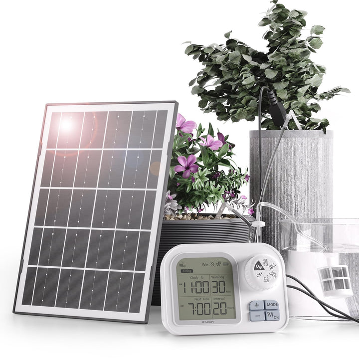Raddy WS-7 Solar-Automatische Bewässerungssystem, IPX7-Wasserdichtigkeit, Bewässerung für 15 Topfpfl