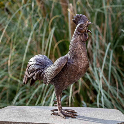 IDYL Bronze-Skulptur Hahn | 50x25x53 cm | Tierfigur aus Bronze handgefertigt | Gartenskulptur oder W