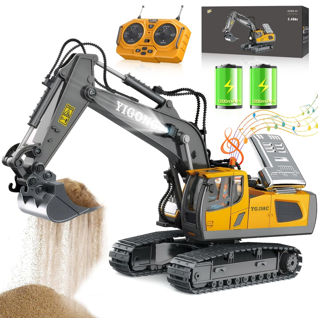 KIYTARBOO Ferngesteuert Auto ab 3 Jahre Bagger Spielzeug für Kinder Sand Fahrzeuge Metall Ferngesteu
