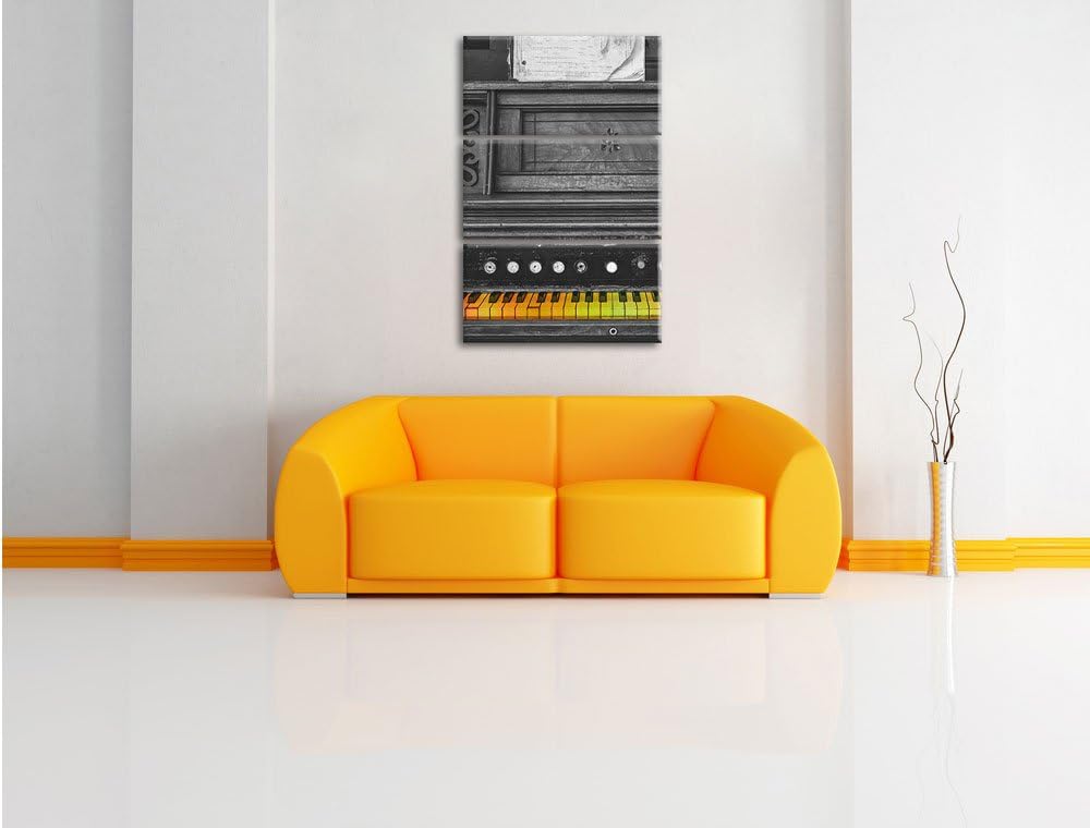 Pixxprint altes Klavier mit bunten Tasten als Leinwandbild/Grösse: 3 Teilig (120x80) cm/Wandbild/Kun