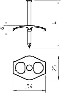 OBO Bettermann® Nagel-Fix 3,5x60 mm | 100 Stück | Nagelscheibe mit Montagenagel | Kabelbefestigung
