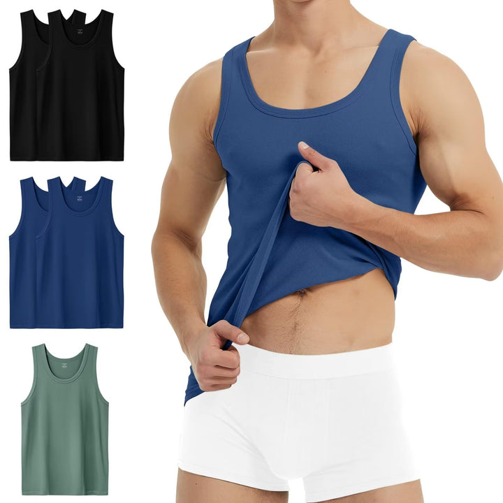 YouShow Unterhemd Herren 3/5er Pack 100% Baumwolle Tank Top Feinripp S 2*schwarz + 2*marine + 1*oliv