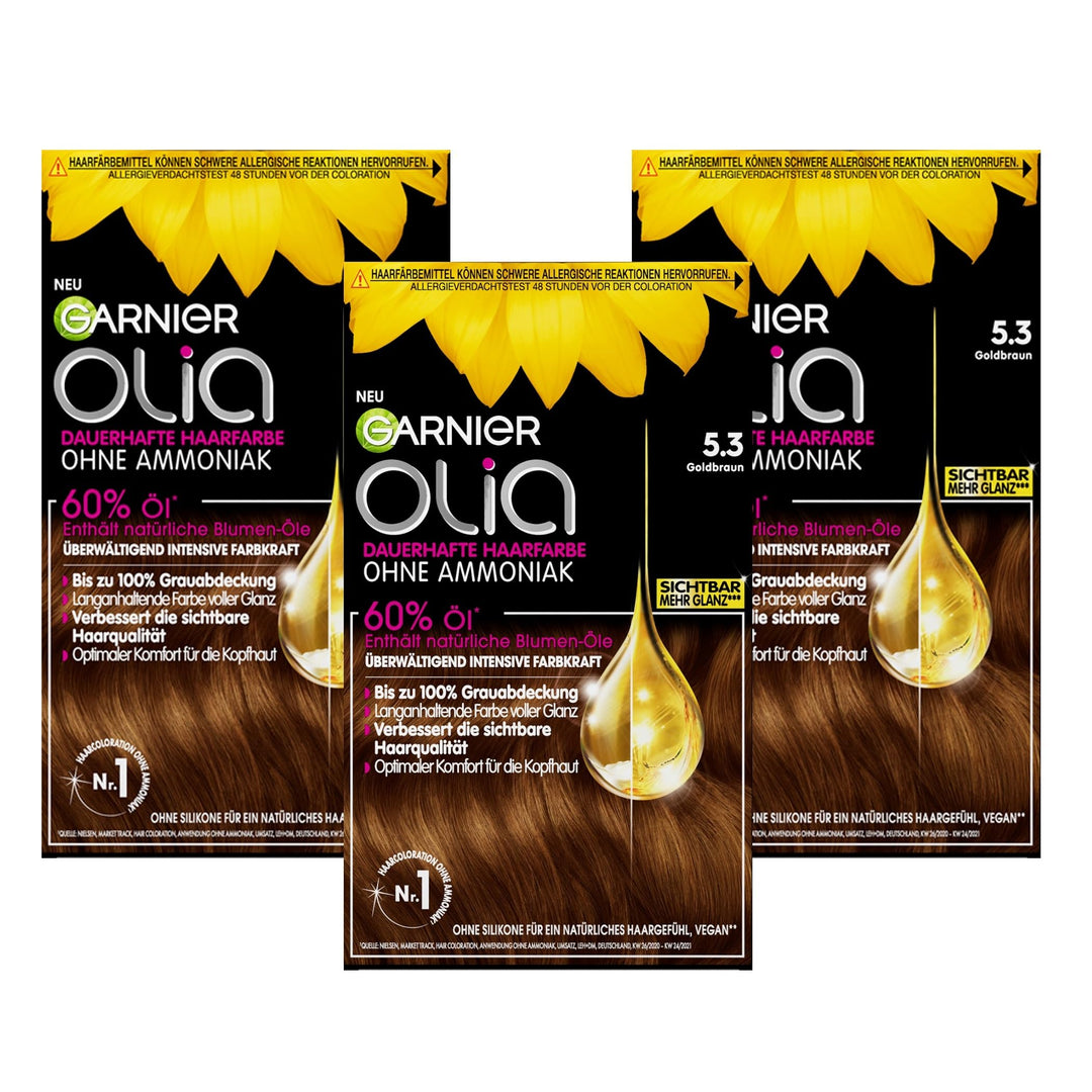 Garnier Olia Dauerhafte Haarfarbe ohne Ammoniak, Mit pflegenden und natürlichen Ölen, Vollständige G