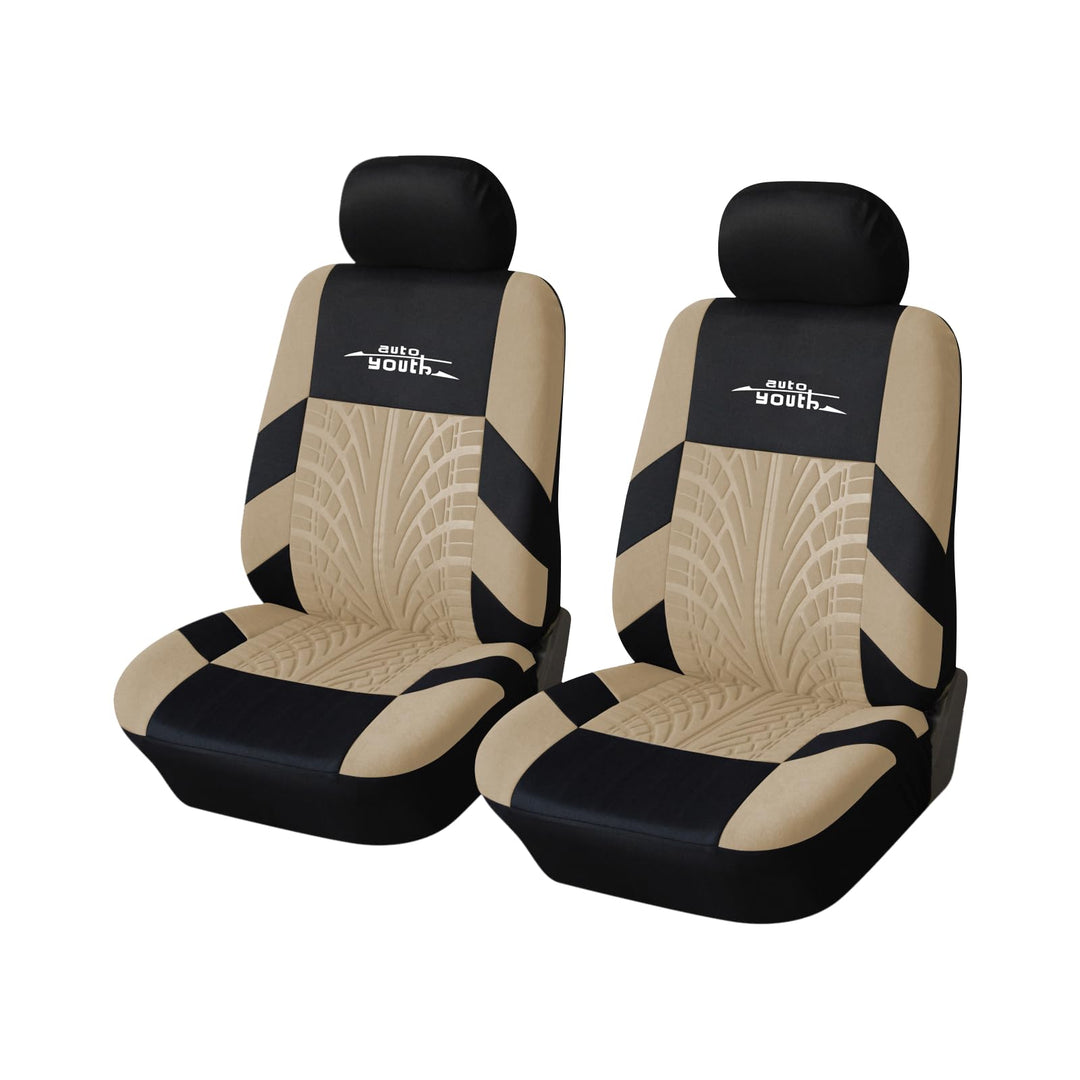 AUTOYOUTH Autositzbezüge für Vordersitze Autositzschoner Reifenschienen Autositzzubehör, Beige Beige