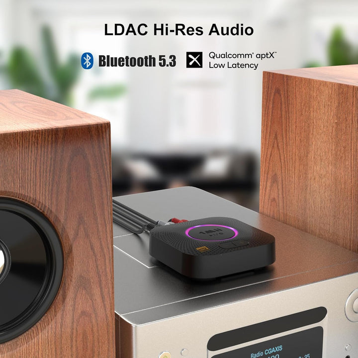1Mii B06S+ Bluetooth 5.2 Empfänger, HiFi Wireless Audio Adapter mit LDAC, Lautstärkeregelung, aptX H