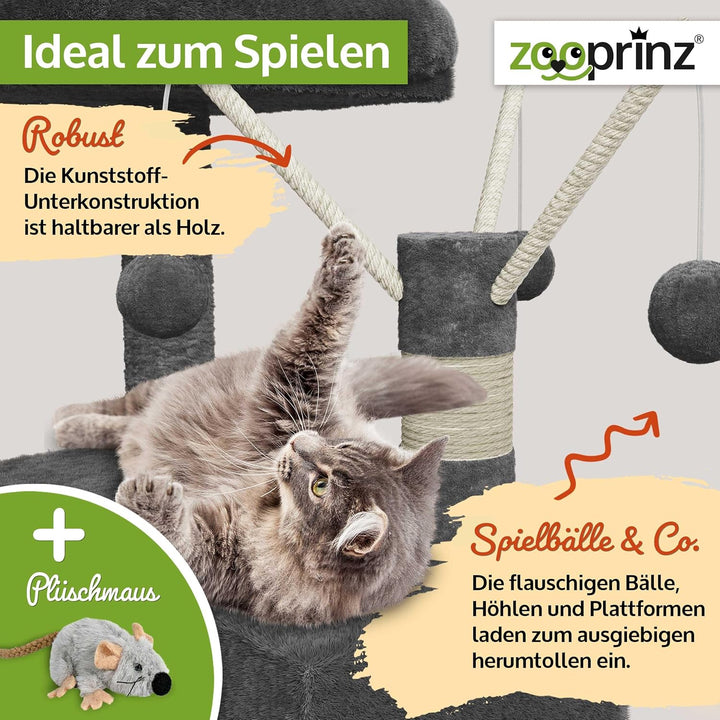 zooprinz Premium Kratzbaum – Grosser XXL Kletterturm für kleine & grosse Katzen - Breiter Kratzbaum