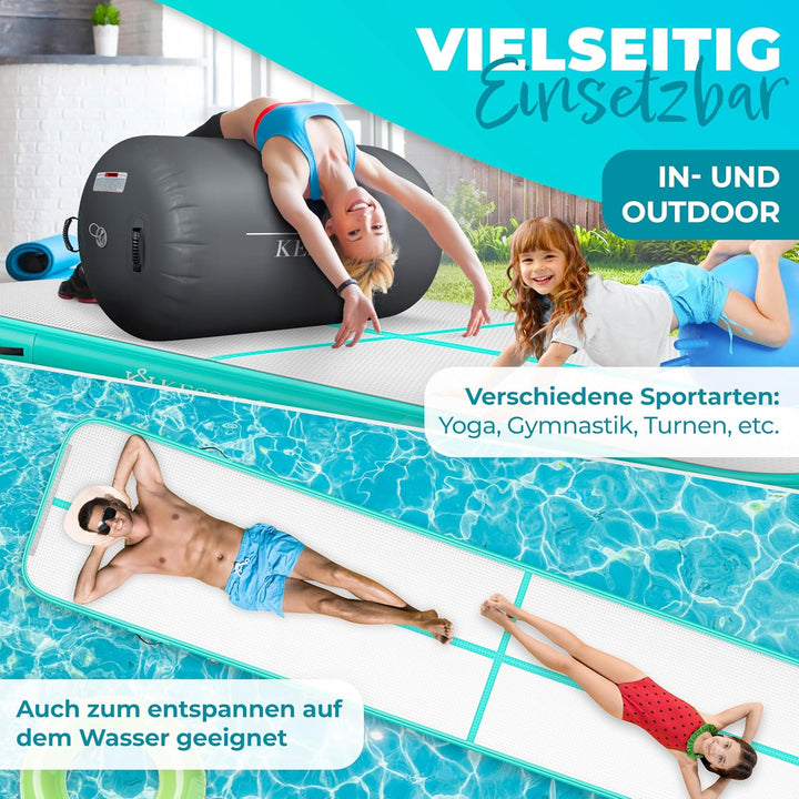 KESSER® Turnmatte Aufblasbar Airtrack Fitness-Matte Gymnastikmatte | inkl. Tragetasche & elektr. Luf