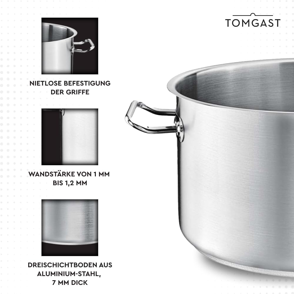 Topf Durchmesser: 16 cm Höhe: 11 cm Fassungsvermögen: 2,2 l | Edelstahl 18/10 | Wandstärke 1 mm bis