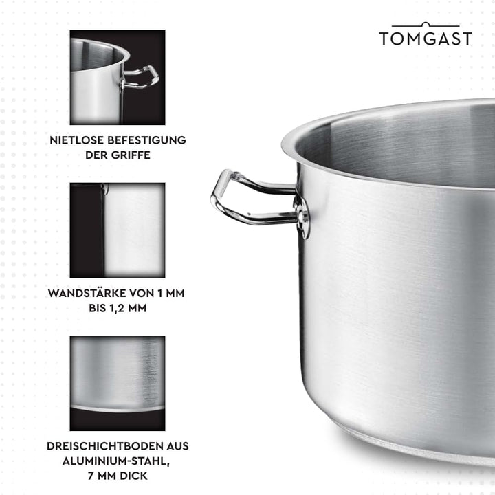 Topf Durchmesser: 16 cm Höhe: 11 cm Fassungsvermögen: 2,2 l | Edelstahl 18/10 | Wandstärke 1 mm bis
