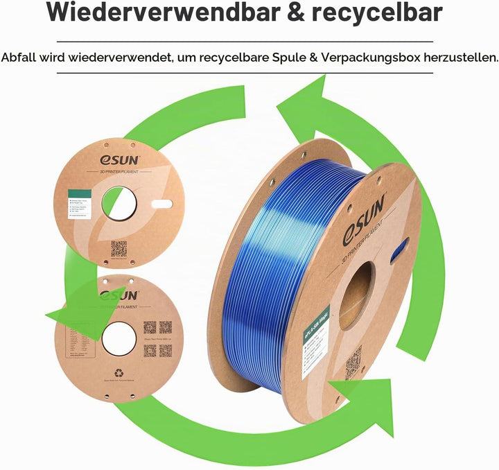 eSUN Silk Dual-Color PLA Filament 1.75mm, Co-Extrusion Silk Magic PLA 3D-Druck Filament, Farbverlauf