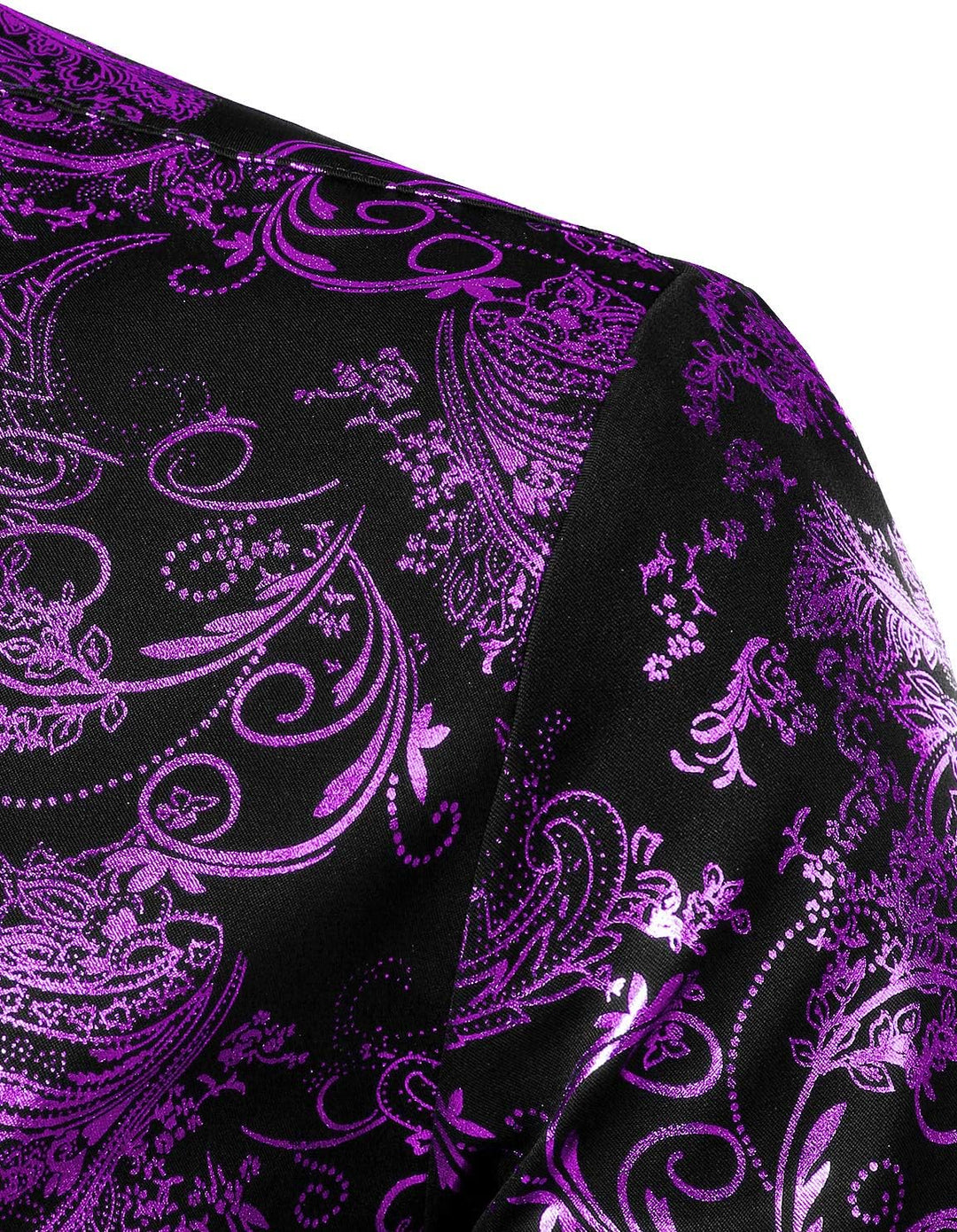 PARKLEES Herren Luxus Paisley Gemustert Golden Glänzend Slim Fit Freizeithemd M Schwarz Lila, M Schw