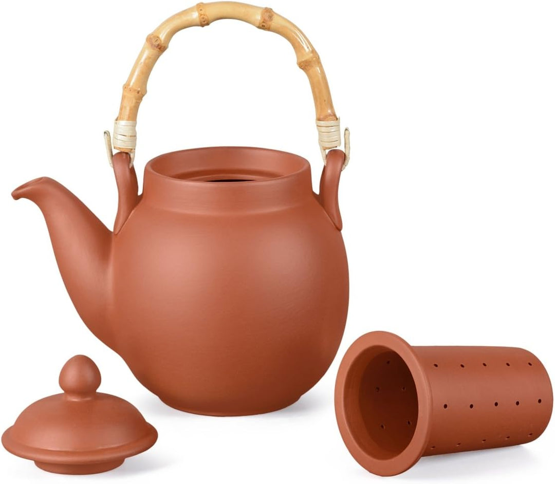 Ton Teeservice Tenno 3-teilig. Bestehend aus Ton Teekanne 1,1 Liter und 2 Tontassen. Handgefertigt,