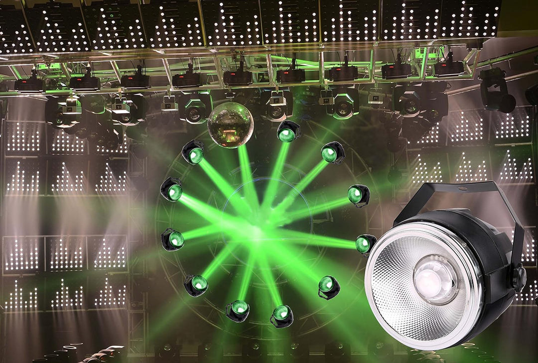 Tom, LED, 35 Watt, RGB-Farbspektrum, COB, LED-Lampe mit einem Reflektor aus glänzendem Aluminium glä