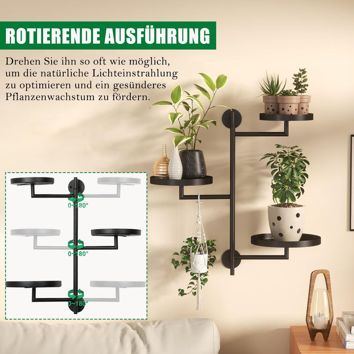 3 Etagen Drehbare Pflanzenregale Fenster Blumenständer Metall, Blumenregal Pflanzenständer Blumentre