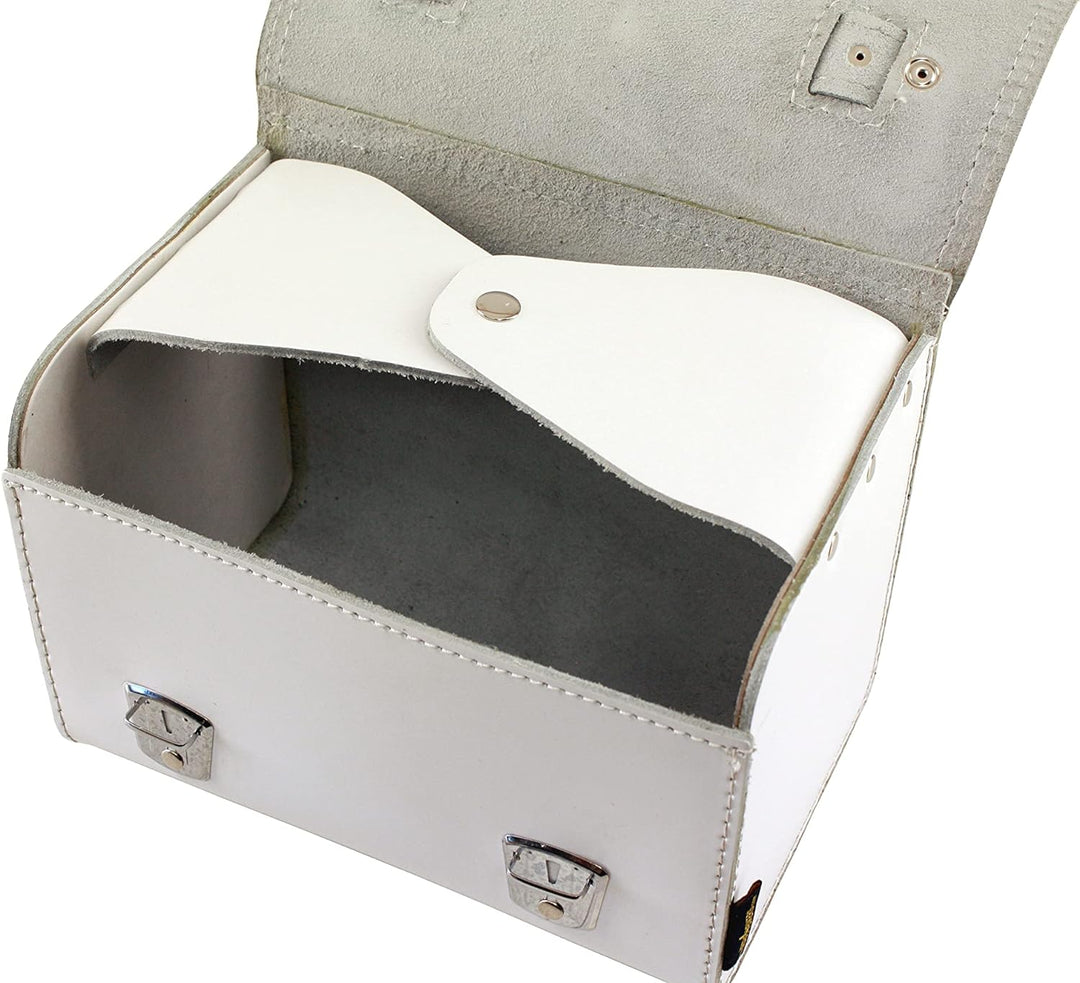 made4bikers Leder Hecktasche mit Schnellverschluss Gepäckträgertasche weiss passend für Simson S50 S