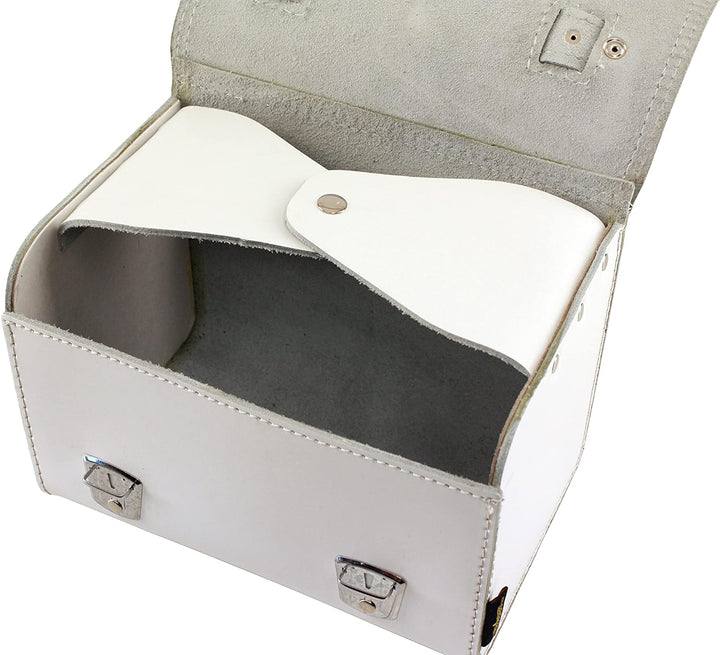made4bikers Leder Hecktasche mit Schnellverschluss Gepäckträgertasche weiss passend für Simson S50 S
