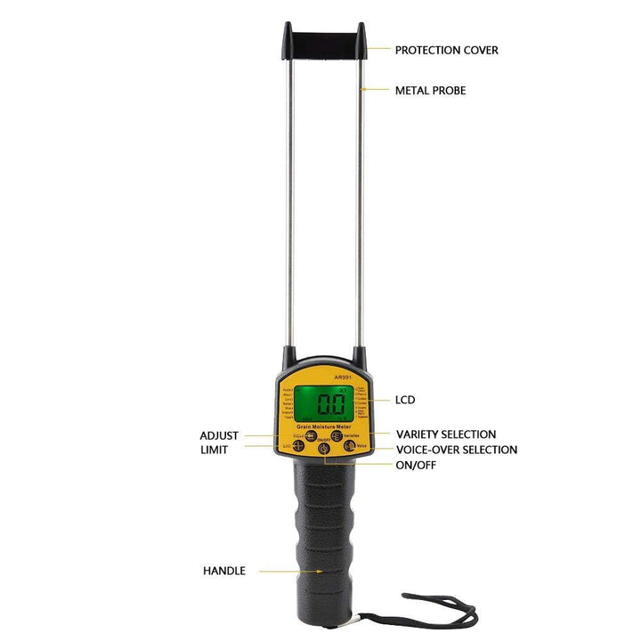 Digitales Getreide Feuchtemessgerät, Korn Feuchtigkeitsmessgerät Holz AR991 mit LCD Display und Dopp