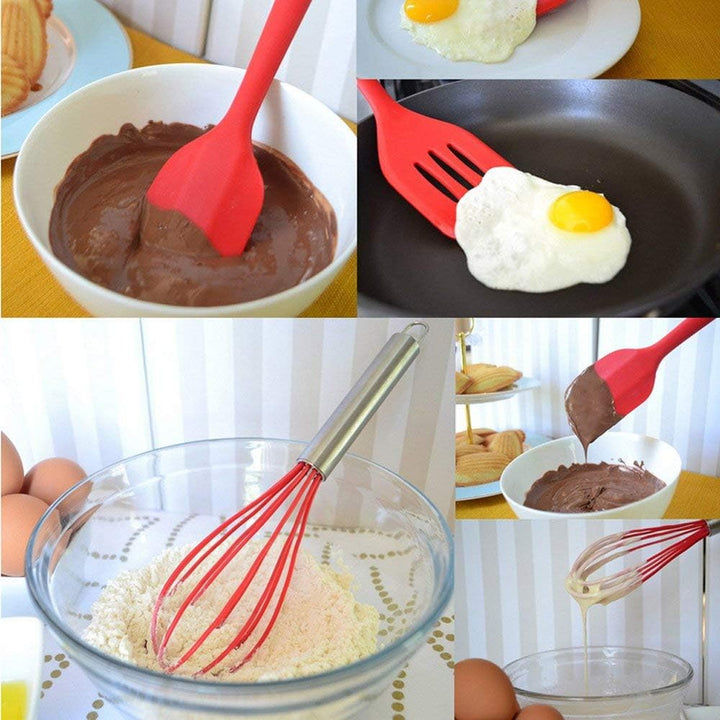 10 Stück Silikon Küchenhelfer Set Küchen Backen Set Hitzebeständigkeit bis zu 230°C für Jede Küche (