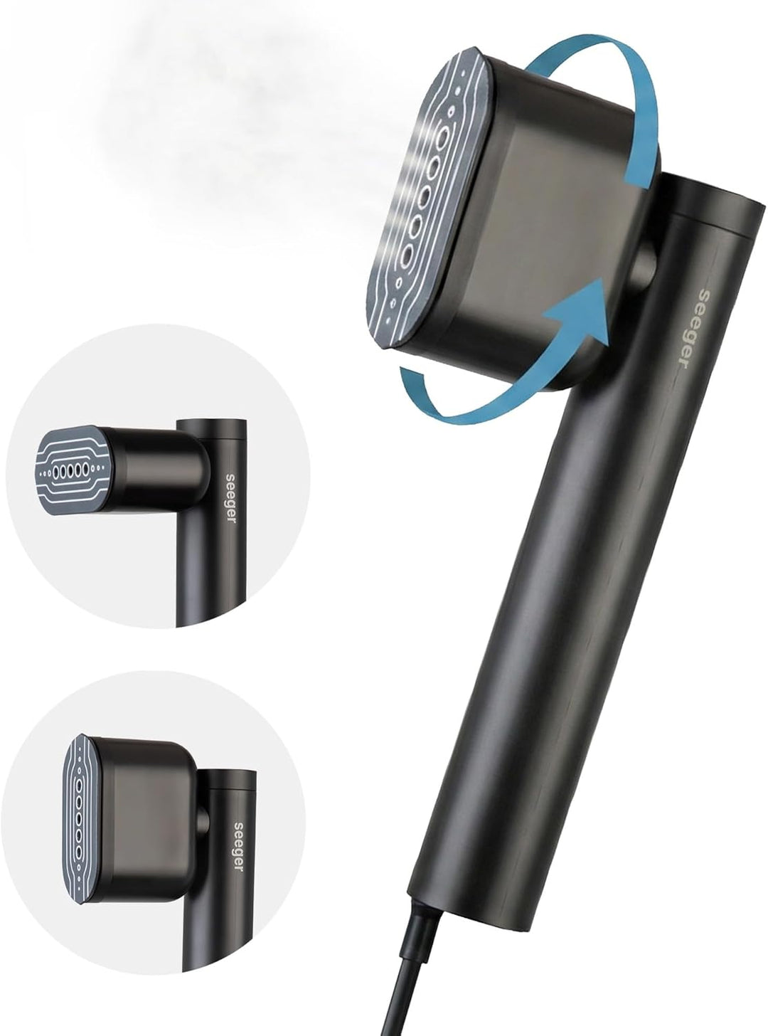 Seeger Dampfglätter, Tragbarer &amp; Handlicher Reisedampfglätter | 2-in-1 Steamer, 120ml Wassertank, Sc