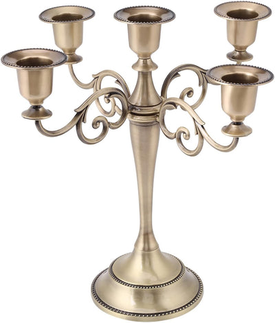 MOUMOUTEN Kerzenhalter aus Metall, 5-Armiger Kerzenhalter aus Legierung im europäischen Stil, antike