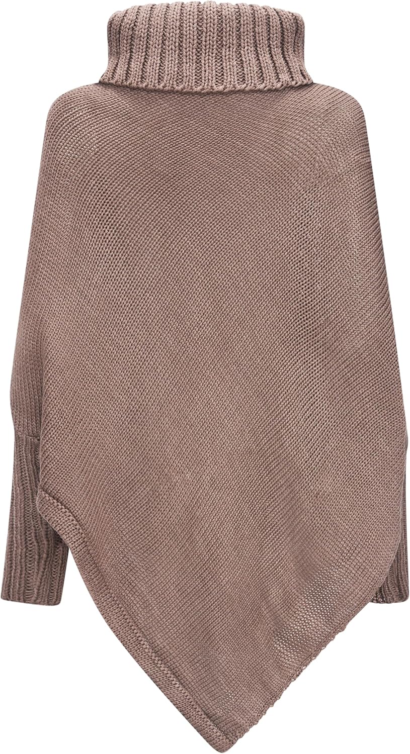 Mississhop Poncho Strick Sweatshirt Pullover Umhang Überwurf Einheitsgrösse Nougat, Einheitsgrösse N