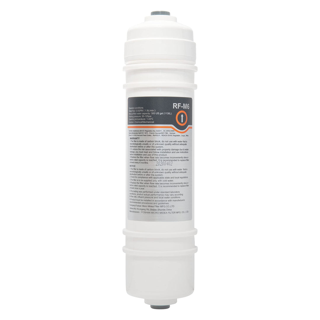 RF-M6 Wasserfilter | externer Kühlschrankfilter kompatibel mit Midea, Comfee, Hanseatic, Teka Side b