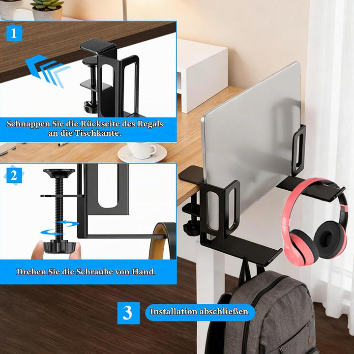 2 Stück Seitlich Aufhängbarer Laptop Organizer am Schreibtisch, Verstellbare Schreibtisch Seitenaufb