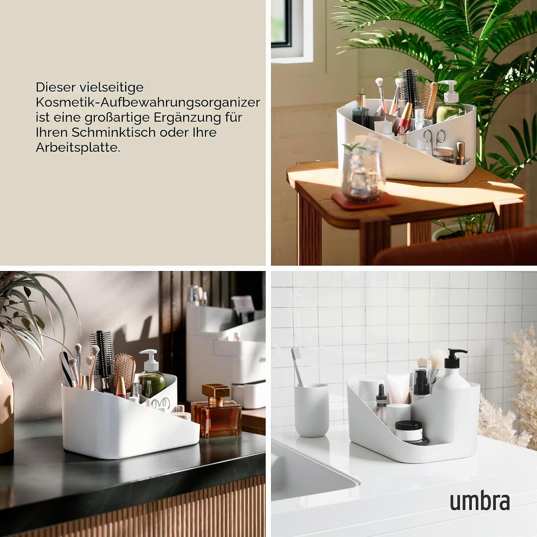 Umbra Glam Kosmetik-Organizer, vielseitiger Aufbewahrungsbehälter mit herausnehmbarem Einsatz für Ba