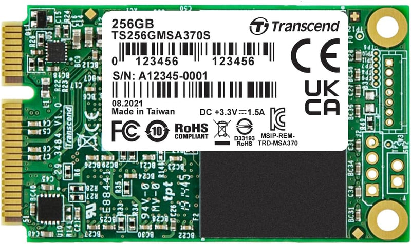 Transcend 256GB SATA III 6Gb/s MSA370S mSATA SSD 370S SSD TS256GMSA370S MLC 256GB, MLC 256GB