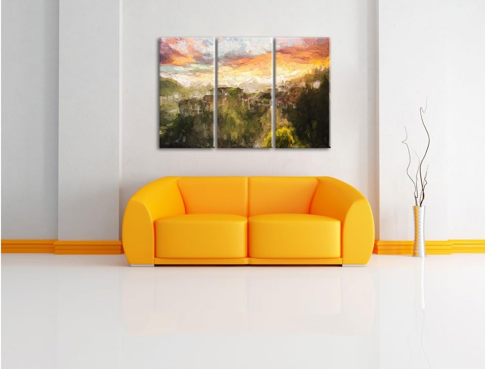 Pixxprint Gigantisches Dorf in China als Leinwandbild/Grösse: 3 Teilig (120x80 cm) cm/Wandbild/Kunst