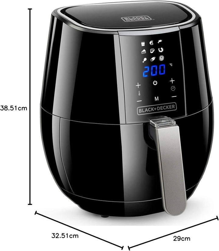 BLACK+DECKER BXAF3500E - Digitale Heissluftfritteuse, 1500W, 3l, Ohne Öl, Frittieren, braten, backen
