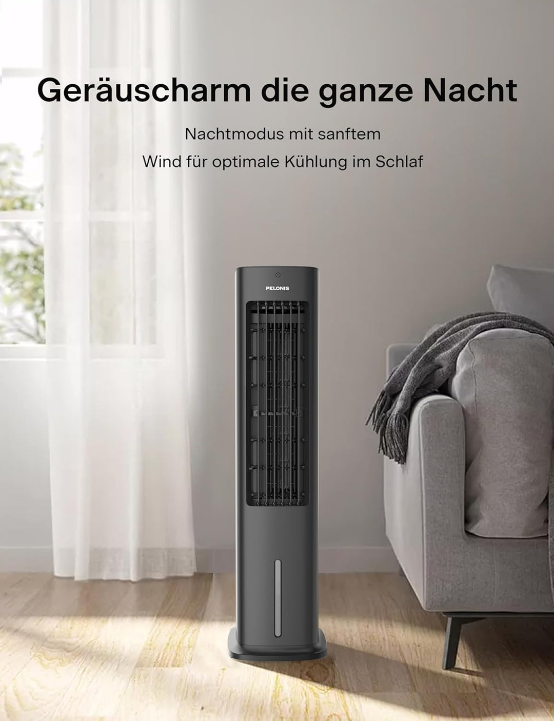 Pelonis 5L Verdunstungskühler mit Fernbedienung, 3-in-1 Tragbarer Luftkühler, Ventilator, Luftbefeuc