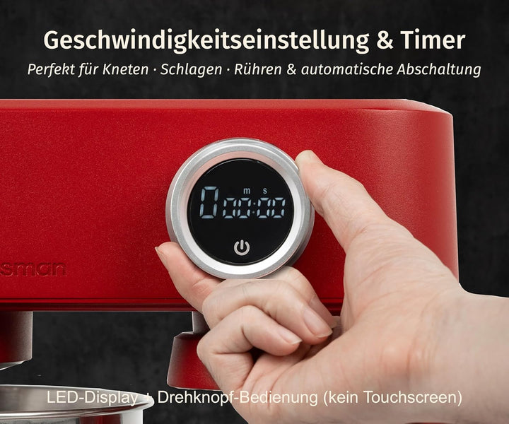 5L Vollmetall-Küchenmaschine,Pizzateig Knetmaschine,Teigmaschine mit leisem Kupfer-DC-Motor, 4 Edels