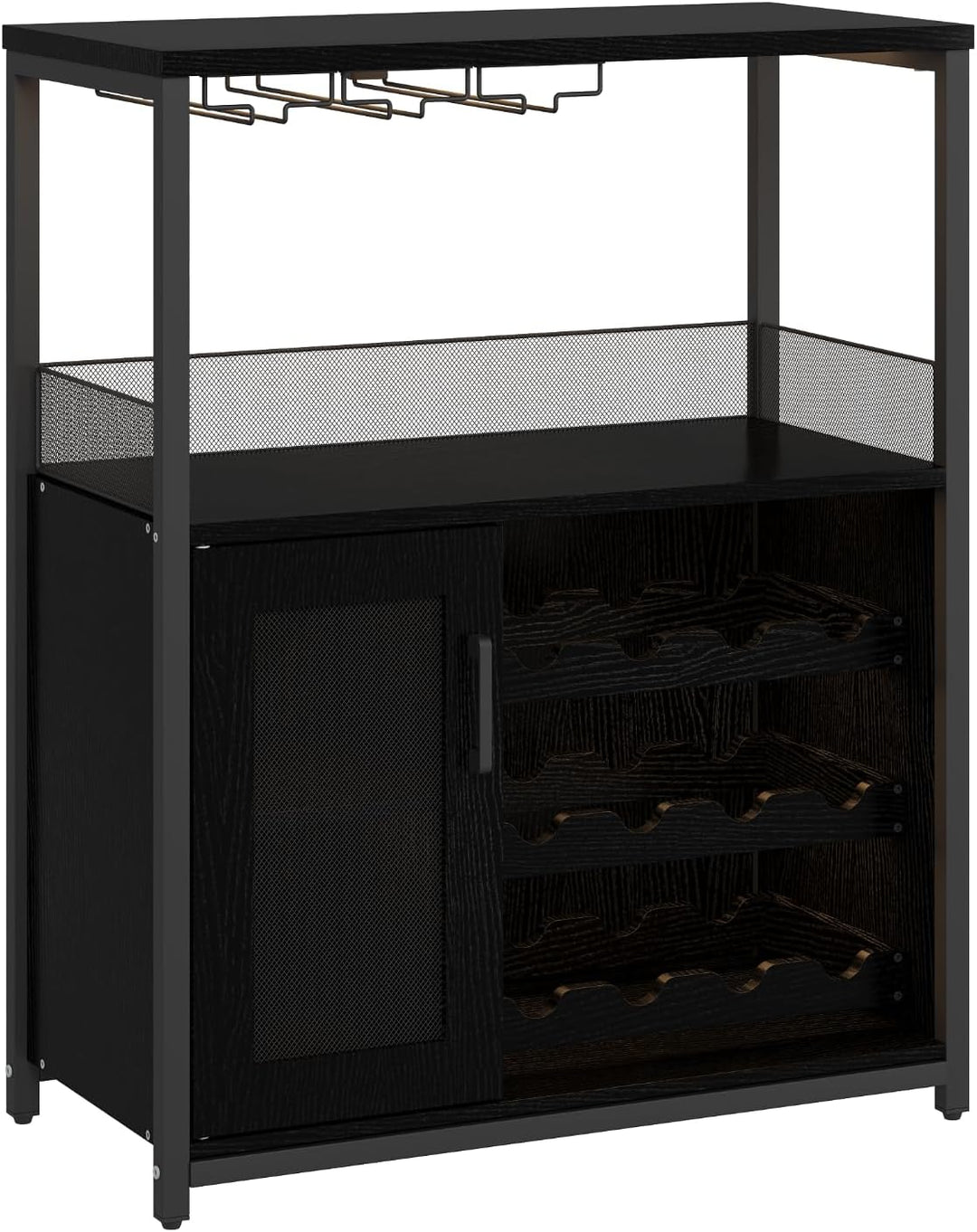 GarveeHome Weinschrank Industrial Mit Verstellbarem Weinregal Und Glashalter, Getränkeaufbewahrung F