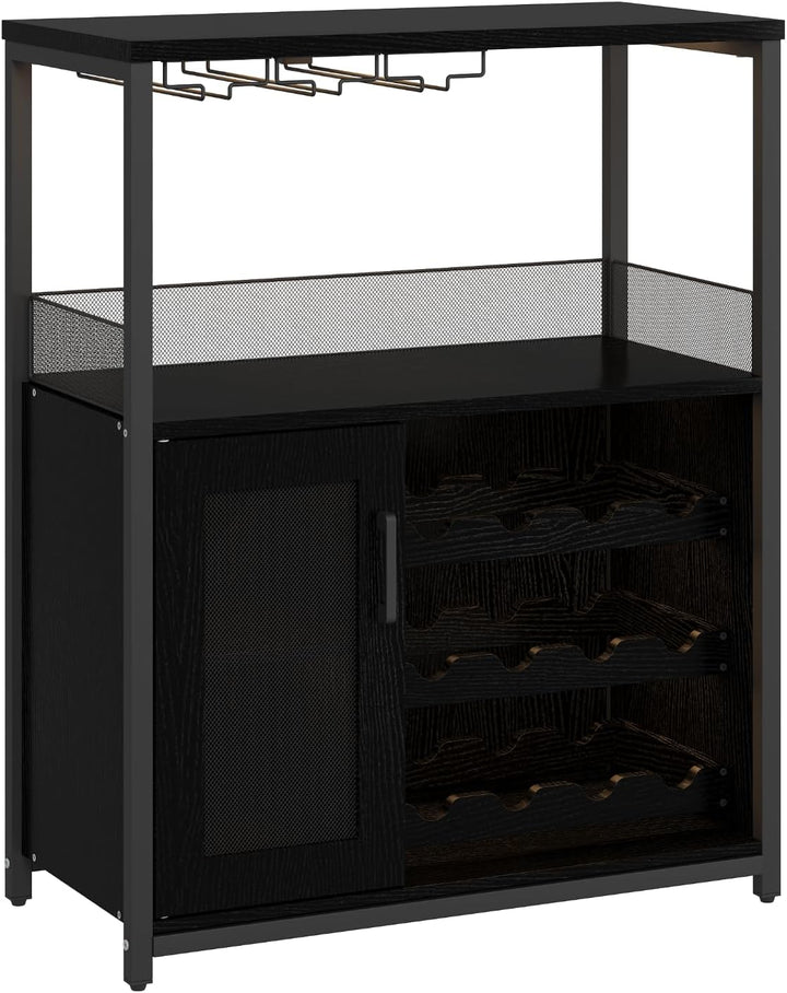 GarveeHome Weinschrank Industrial Mit Verstellbarem Weinregal Und Glashalter, Getränkeaufbewahrung F