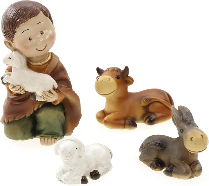 Mini Krippenfiguren Set 11teilig H.: ca. 10cm Weihnachtsdeko Weihnachtskrippe Krippenzubehör aus Pol