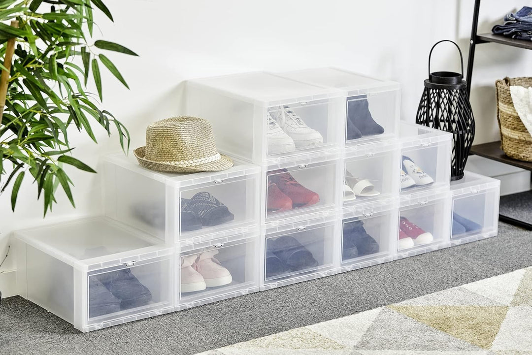Iris Ohyama, Schuhkartons aus Kunststoff, 9 l, 6er-Set, BPA-frei, EUDF-S, transparent, stapelbar, Ve