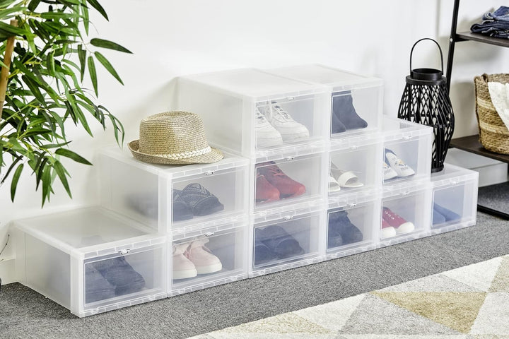 Iris Ohyama, Schuhkartons aus Kunststoff, 9 l, 6er-Set, BPA-frei, EUDF-S, transparent, stapelbar, Ve