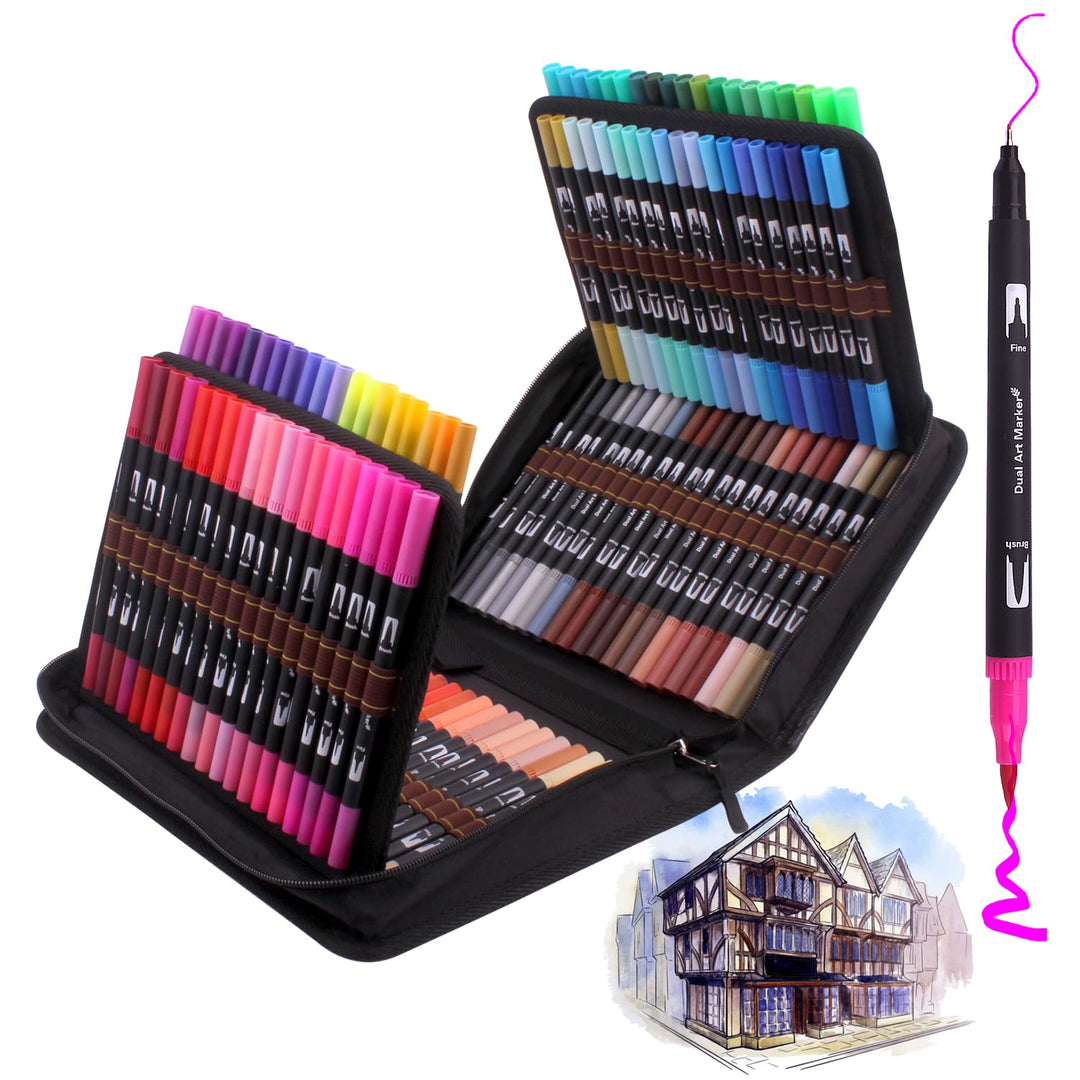 Laconile Marker & Filzstifte 120 Colours Pinselstifte,Dual Tip Brush Pen set Handlettering Stifte Fi