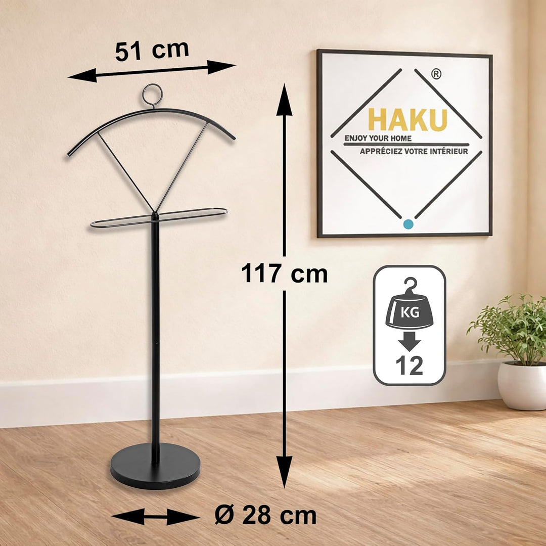 HAKU Möbel Herrendiener schwarz, Metall - Masse: B 51 cm x H 117 cm x T 28 cm, Style: Modern