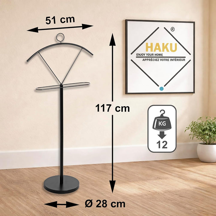 HAKU Möbel Herrendiener schwarz, Metall - Masse: B 51 cm x H 117 cm x T 28 cm, Style: Modern