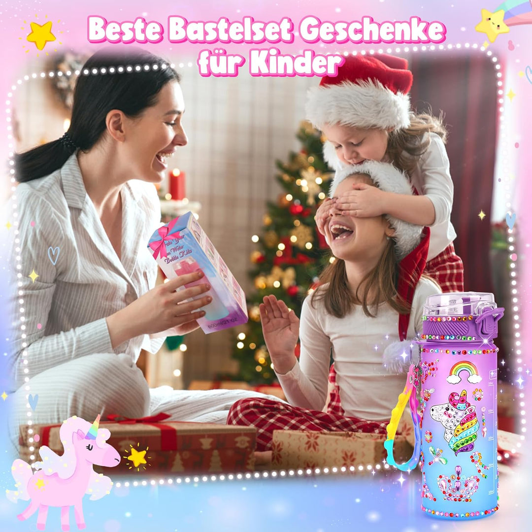 Einhorn Geschenke für Mädchen 5-6-7-8-9 Jahre Geschenkideen: Trinkflasche Bastelset Kinder ab 6 8 10