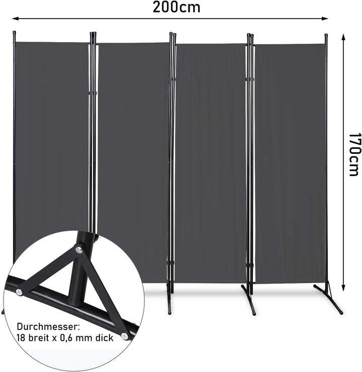 Gimisgu Paravent 200x170cm Raumteiler Gross Garten Stellwand Trennwand Balkon Sichtschutz, 4 Teilig,