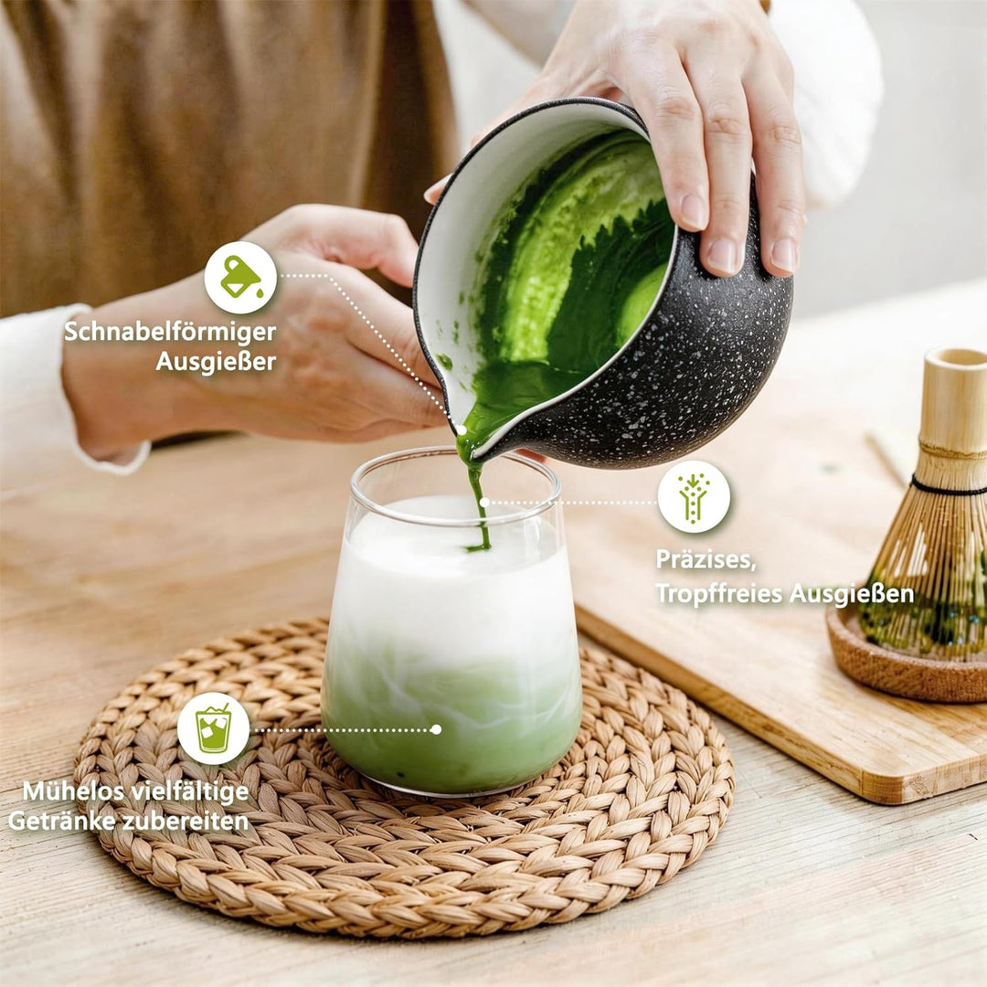 Matcha Set 7-teilig | Premium Tee-Zeremonie Set mit Matcha-Schale, Bambus-Chasen, Halter, Löffel, Si