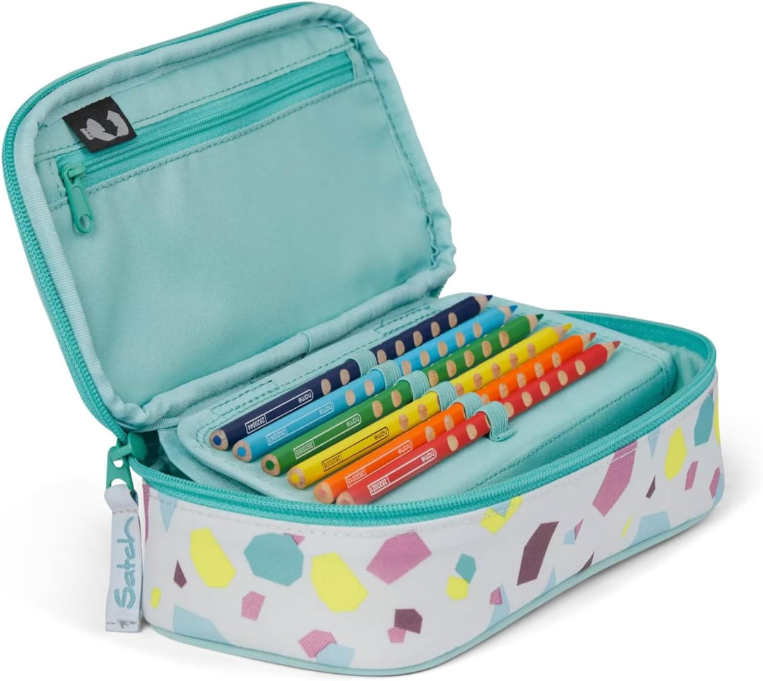 Satch Schlamperbox extra gross inkl. Trennfach Reissverschlussfach Stiftehalter Geodreieck Sichtfens