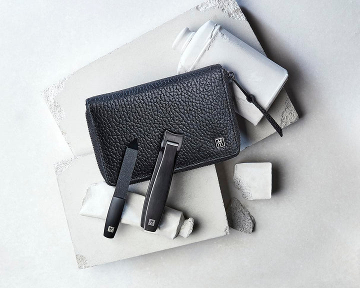 ZWILLING Maniküre-Set (4 teilig, Echtleder Etui, Druckknopfverschluss, Reiseset, mit Nagelknipser un