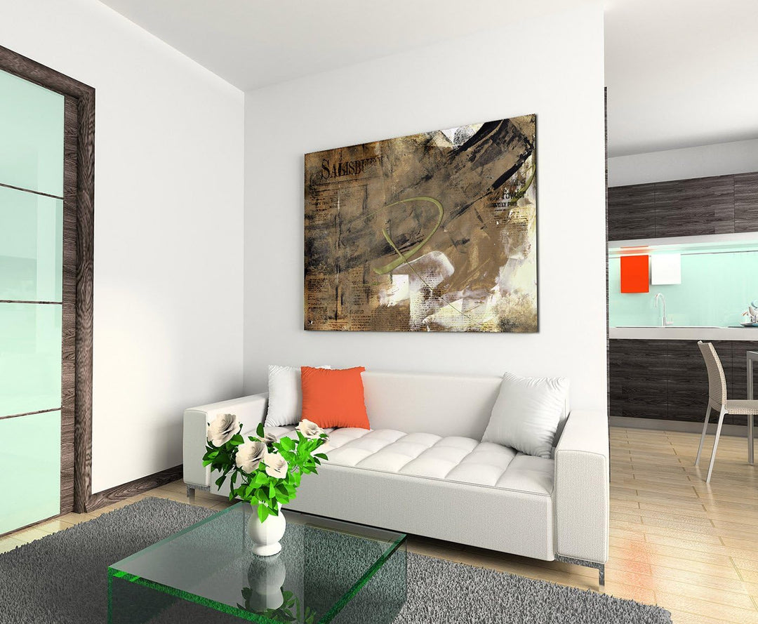 Paul Sinus Art 80x60cm Fotoleinwand Leinwanddruck Kunstdruck Wandbild braun schwarz beige Struktur