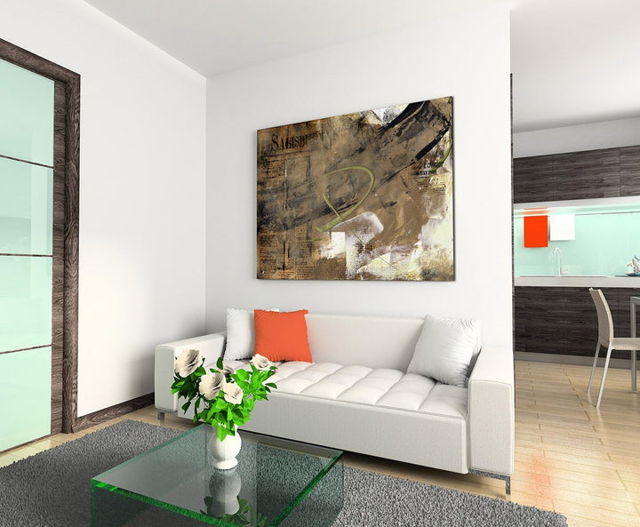 Paul Sinus Art 80x60cm Fotoleinwand Leinwanddruck Kunstdruck Wandbild braun schwarz beige Struktur